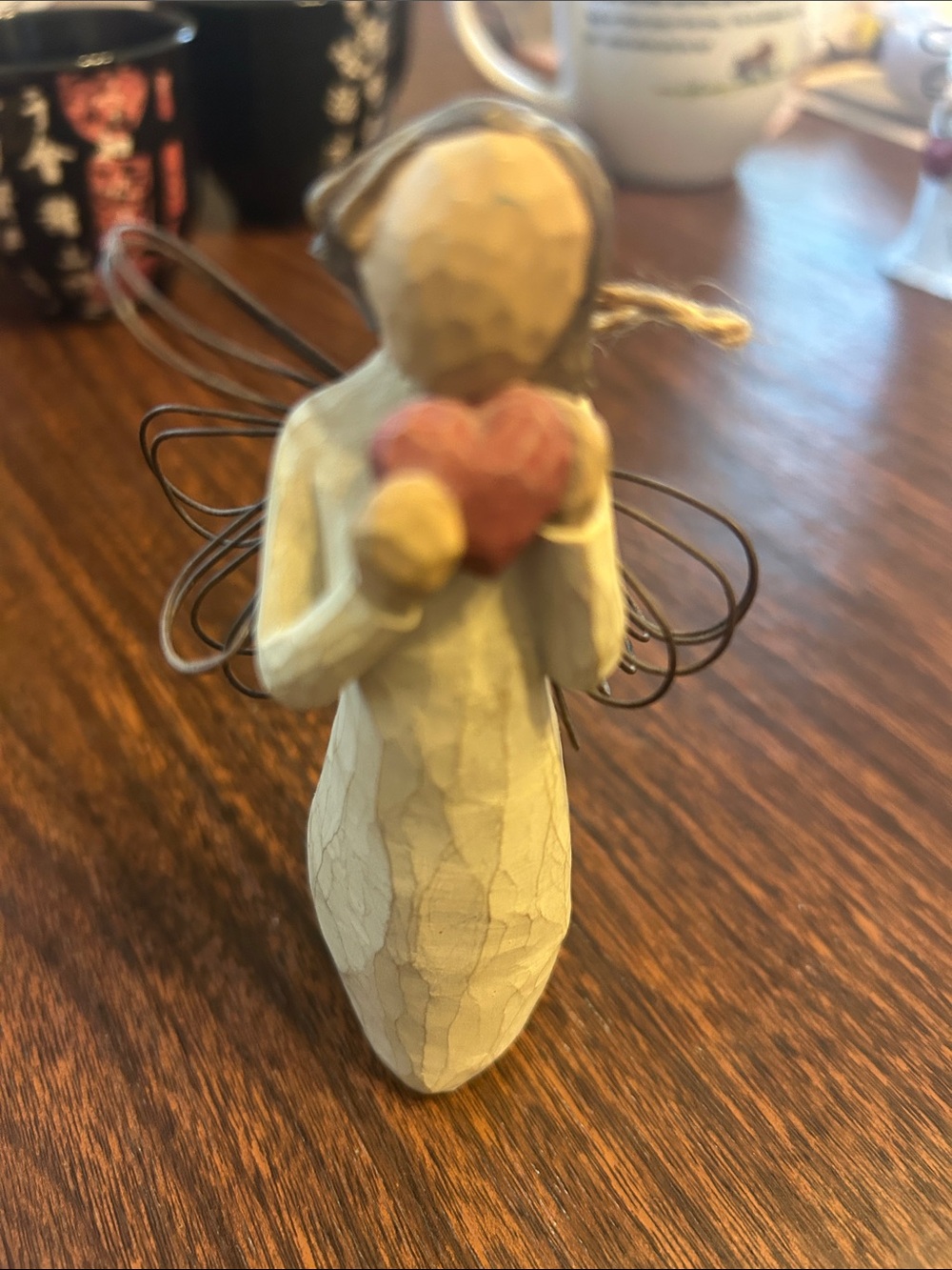 Willow Tree Cream Angel Figurine with Red Heart